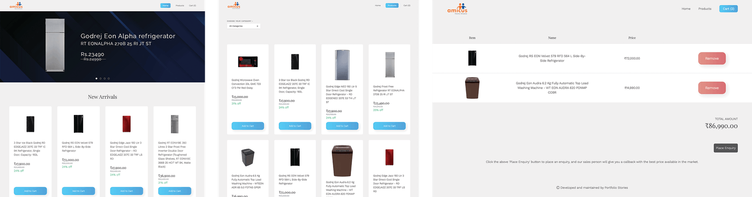 A simple & cost effective online shopfront for a home appliance shop in Alappey